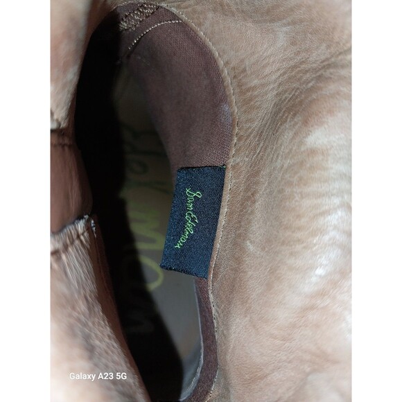 Sam Edelman Boots Womens 5 Louie Fringe Cowboy Bootie Brown Leather Heels - Picture 11 of 13